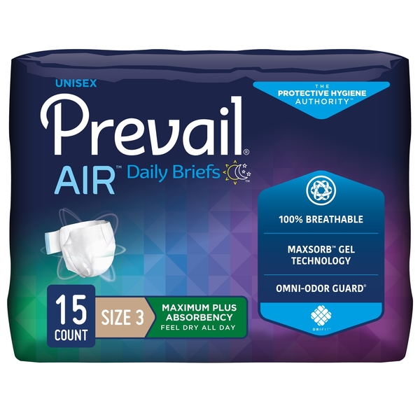 Prevail Air Incontinence Brief 3 Stretch Brief, PK 60 AIR-014